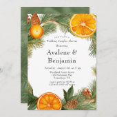 Orange Slice Pine Wreath Wedding Couples Dusche Einladung (Vorne/Hinten)