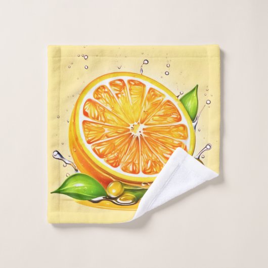 Orange Slice Splash Badhandtuch Set (Waschlappen)