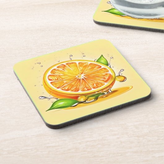 Orange Slice Splash Getränkeuntersetzer (Linke Seite)