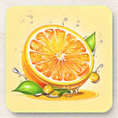 Orange Slice Splash Getränkeuntersetzer (Vorderseite)