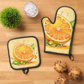 Orange Slice Splash Ofenhandschuh & Topflappen-Set (Oben Unten)