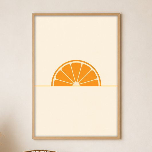 Orange Slice Sun Gouache Boho Art Poster