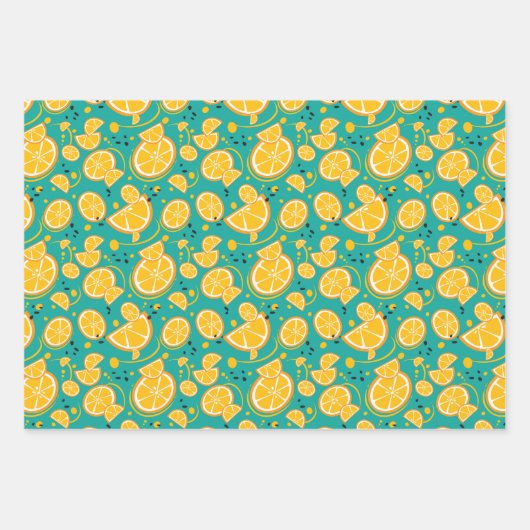 Orange Slices Citrus Sweet Fruit Design Muster Geschenkpapier Set (Vorderseite 2)