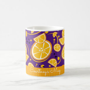 Orange Slices Tropical Gingham Stirpe Pattern Kaffeetasse