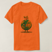 Orange Smiley Earth T-Shirt - Grüne Hoffnung (Design vorne)