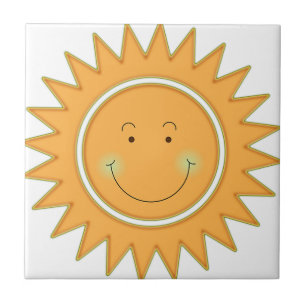 Orange Smiley Happy Sun Fliese