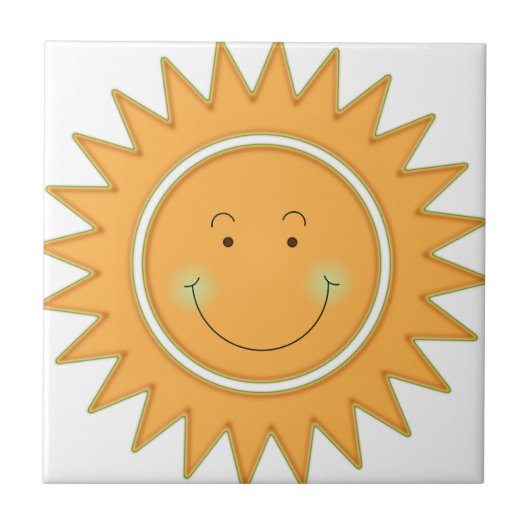 Orange Smiley Happy Sun Fliese (Vorderseite)