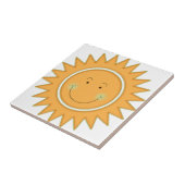 Orange Smiley Happy Sun Fliese (Seite)