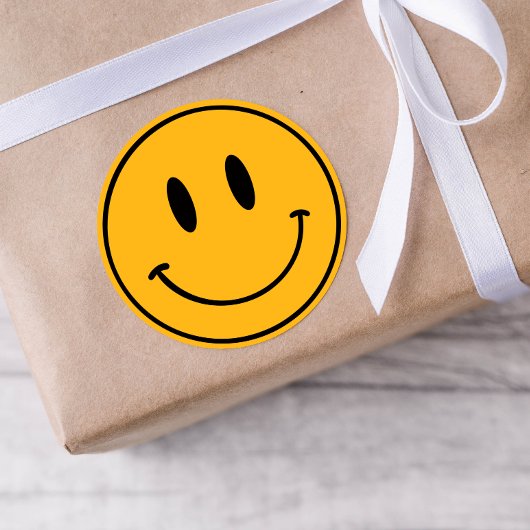 Orange Smiley One Happy Typ/Gal Birthday Stickers