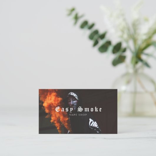 Orange Smoke Vape Shop Business Card Visitenkarte (Stehend Vorderseite)