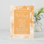 Orange Smokey Marble Butterflies Hochzeit Einladung (Stehend Vorderseite)