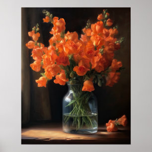 Orange Snapdragon Blume Art Print Poster