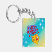 Orange Sneezing Cat Funny and Love Text Schlüsselanhänger (Vorderseite links)