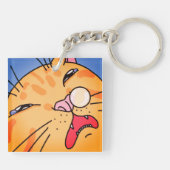 Orange Sneezing Cat Funny and Love Text Schlüsselanhänger (Rückseite)