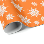 Orange Snow Crystals Christmas Gift Wrap Paper Geschenkpapier (Rolleneckpunkt)