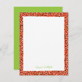 Orange Snow Leopard Print Personal Stationcard Einladung (Vorne/Hinten)