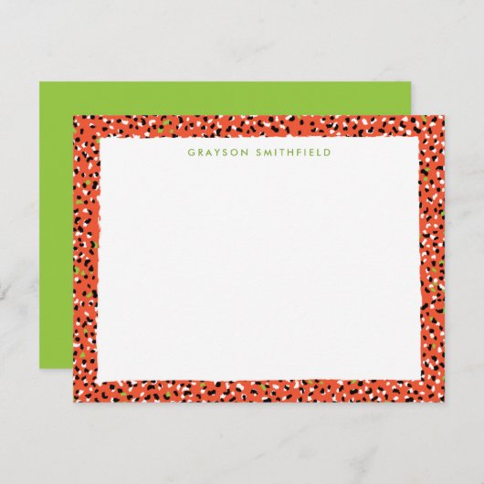 Orange Snow Leopard Print Personal Stationery Einladung (Vorne/Hinten)