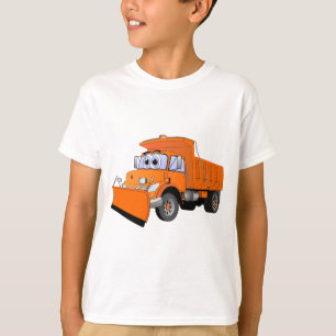 Orange Snow Plow Cartoon T-Shirt