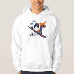 Orange Snowboarder Park City Utah Hoodie