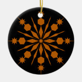 Orange Snowflake im schwarzen Hintergrund Keramik Ornament (Vorne)
