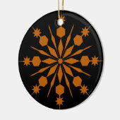 Orange Snowflake im schwarzen Hintergrund Keramik Ornament (Links)