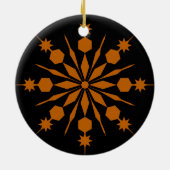 Orange Snowflake im schwarzen Hintergrund Keramik Ornament (Hinten)