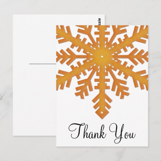 Orange Snowflake Winter Danke Postkarten (Vorne/Hinten)