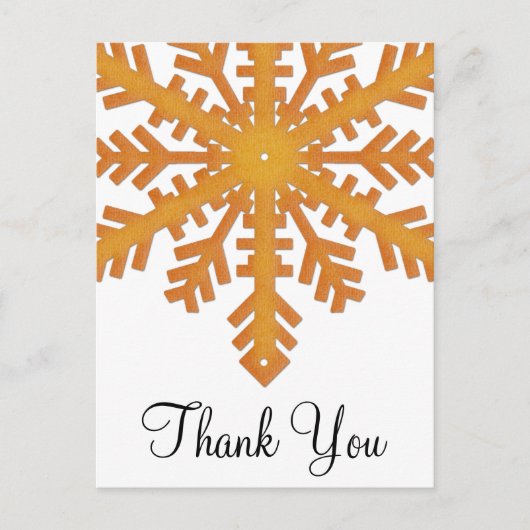 Orange Snowflake Winter Danke Postkarten (Vorderseite)