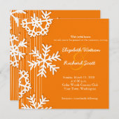 Orange Snowflakes Weihnachtsfeierlichkeiten Einladung (Vorne/Hinten)