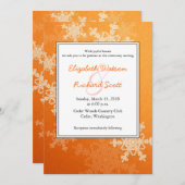 Orange Snowflakes Weihnachtsfeierlichkeiten Einladung (Vorne/Hinten)