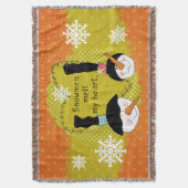 Orange Snowmen Melt My Heart Holiday Throw Decke (Vorderseite Vertikal)