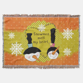 Orange Snowmen Melt My Heart Holiday Throw Decke
