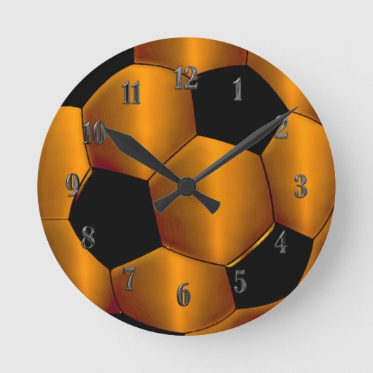 Orange Soccer Ball Clock Runde Wanduhr (Vorderseite)