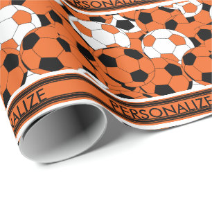 Orange Soccer Ball Collage Geschenkpapier