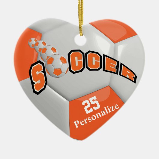 Orange Soccer Ball | Personalisieren Keramikornament (Vorne)