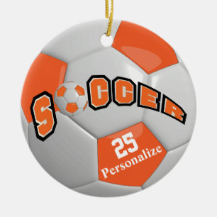 Orange Soccer Ball   Personalisieren Keramikornament