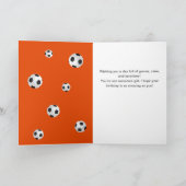 Orange Soccer Football Ball Foto Geburtstag Karte (Innenseite)