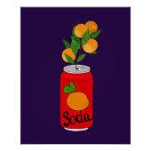 Orange Soda Can mit Fruchtzweig - Fun Pop Kunst Poster (Vorderseite)