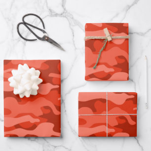 Orange Soda Monocolor Camouflage Geschenkpapier Set