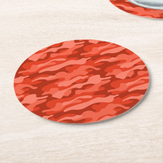 Orange Soda Monocolor Camouflage Runder Pappuntersetzer (Angewinkelt)