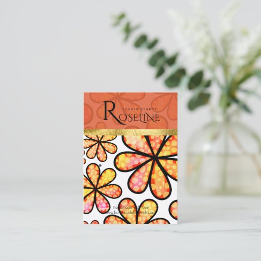 Orange Soft Blume Schmuckanzeige Visitenkarte (Stehend Vorderseite)