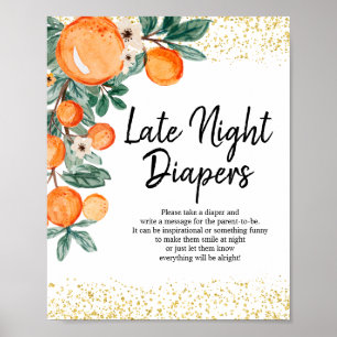 Orange Sommer Aquarell Späte Nacht Windeln Poster
