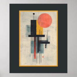 Orange Sonne Modernes Kunstposter im Mid-Century-S Poster