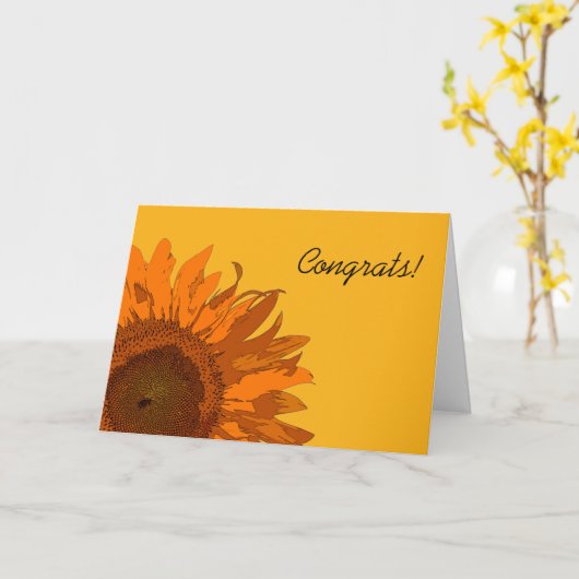 Orange Sonnenblume auf Gelb Herzlichen Glückwunsch Karte (Gelbe Blume)