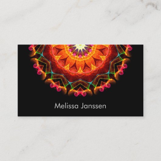 Orange Sonnenblume - Mandala Visitenkarte (Vorderseite)