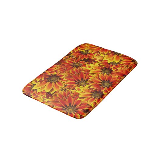 Orange Sonnenblumen Badematte (Schrägansicht)