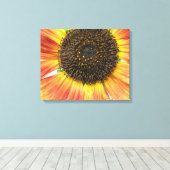 Orange Sonnenblumen Canvas Print Leinwanddruck (Insitu (Holzboden))