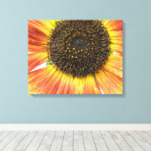 Orange Sonnenblumen Canvas Print Leinwanddruck (Insitu (Holzboden))