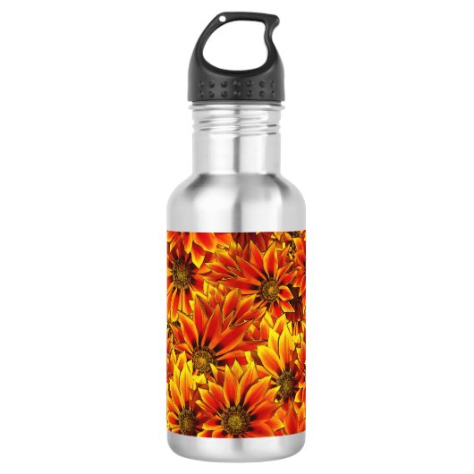 Orange Sonnenblumen Edelstahlflasche (Vorderseite)