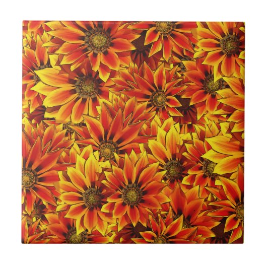 Orange Sonnenblumen Fliese (Vorderseite)